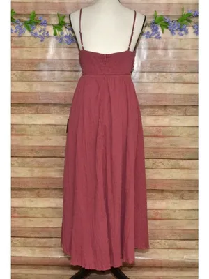 NWT Lulus Cue the Cuteness Mauve Twist-Front Midi Dress Size M Crinkle Texture thumbnail 7