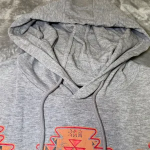 Wrangler‎ Retro Womens Size XL Southwestern Cropped Hoodie Gray Aztec Cowgirl thumbnail 5