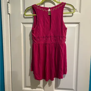 Free people embroidered beaded tank top pink sz S boho thumbnail 2