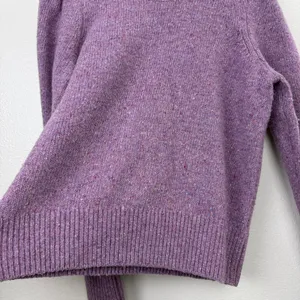 Faherty Sweater Womens Medium Purple Merino Wool Alpaca Puff Shoulder Knit Top thumbnail 6