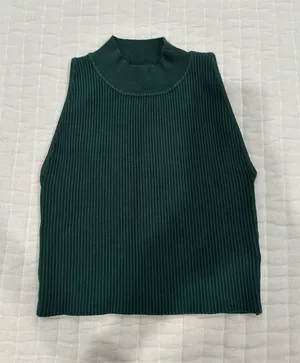 NWOT House of Harlow Ribbed Green Mockneck Top Size XS thumbnail 1