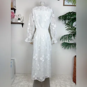Elliatt Delphi Embroidered Lace Midi Dress in White Bridal Wedding Ready thumbnail 9