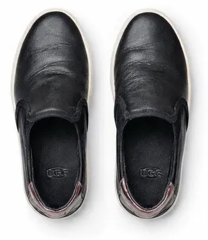 UGG Black Leather Slip On Sneakers Women Size 8 EU 39 Casual Platform Comfort thumbnail 1