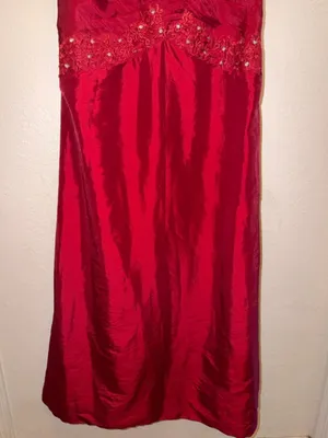 Formal Lace Dress in Red with semi sheer floral embroidery evening cocktail thumbnail 6