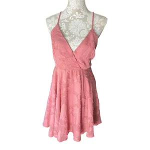 Lulus Days of Beauty Burnout Floral Jaquard Skater Dress Vtg Dusty Rose Pink L thumbnail 5