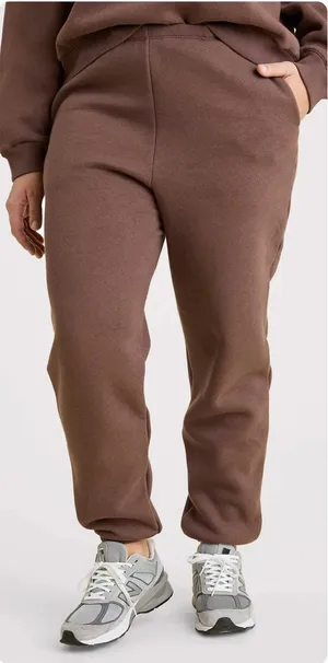 Nuuds Womens Oversized Brown Fleece Lined Classic Sweatpants‎ Joggers Size M thumbnail 1