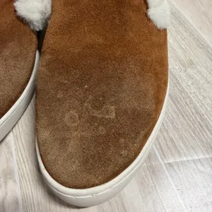 Birdies Roadrunner‎ Cognac Brown Suede Faux Shearling Slip On Sneakers Womens 7 thumbnail 2