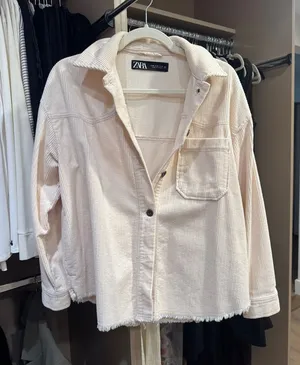 Zara Light Cream Corduroy Shacket thumbnail 1