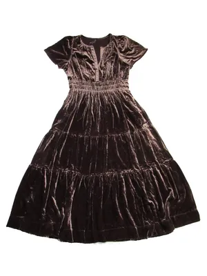 NWT by Anthropologie The Somerset Maxi in Chocolate Brown Velvet Edition Dress L thumbnail 8