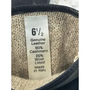 Luxury Italian Leather Cashmere Lined Gloves Black Size 6 1/2 Buckle Accent‎ thumbnail 3