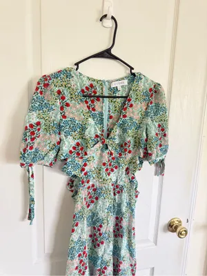 Intermix Ness Silk Floral Cutout midi Dress thumbnail 4