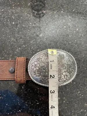 Nocona Western Brown Leather Belt With Silver Floral Buckle thumbnail 6