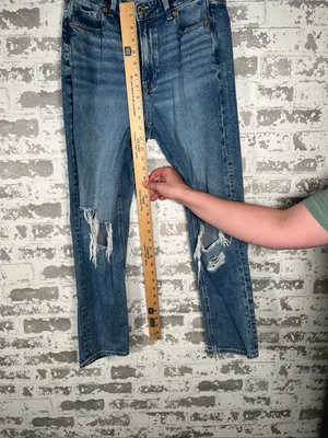 American Eagle | women denim distressed mom jean thumbnail 4