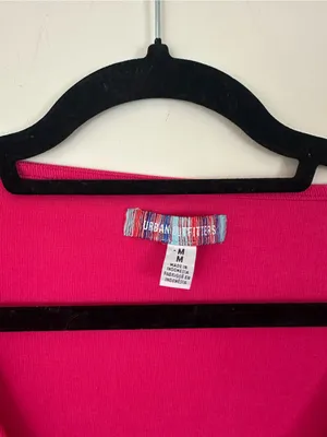 Urban Outfitters Pink Ruched Long-Sleeve Crop Top Ribbed Material Size Medium thumbnail 4