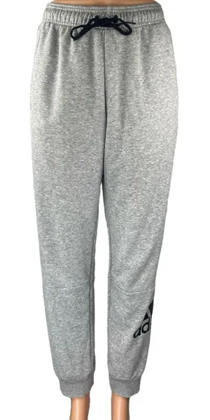 Adidas Women's Gray Logo Drawstring Tapered Leg Sweatpants Jogger Track Pants S thumbnail 1