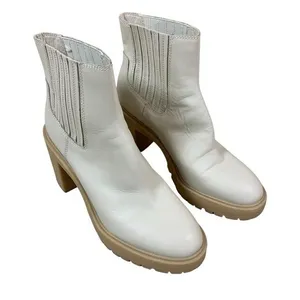 Dolce‎ Vita Cache H20 Ankle Boots 11 Ivory Elastic Sides Block Heel Slip On thumbnail 2