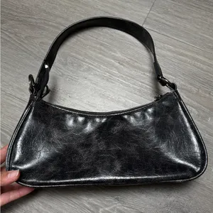 Elegant Faux Black Leather Shoulder Bag thumbnail 4