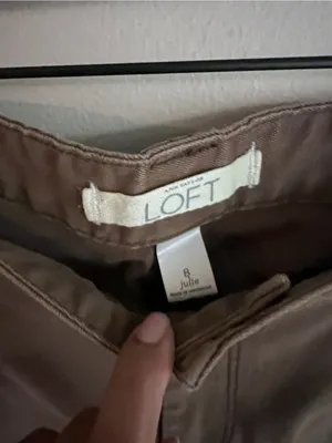 LOFT Julie Curvy Brown Stretch Cargo‎ Utility Pants Slim Leg Size 8 NWT thumbnail 5