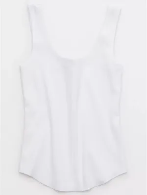 AE Aerie Ribbed Scoop Neck Tank Top American Eagle NWT White Medium thumbnail 4