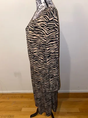 LOFT Animal Print Long Sleeve Maxi Dress Size 14 Stretch Like New thumbnail 7