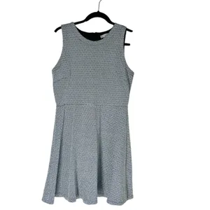 LOFT Black White Geometric Double Knit Jacquard Dress 8 thumbnail 8