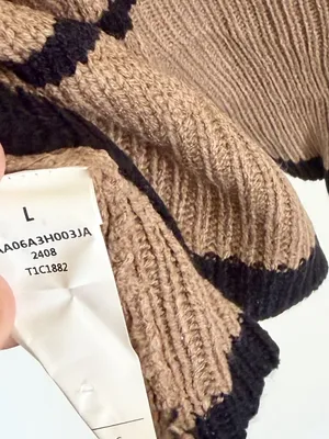 NWT Cupshe Brown and Black Striped Drop Shoulder Knit Sweater - Size: Large thumbnail 3