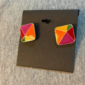 Colorful Geometric Earrings Red thumbnail 2