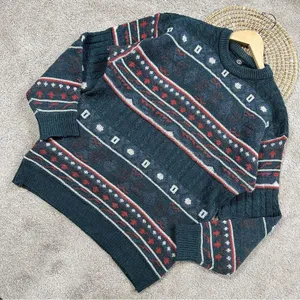 C&A Women’s Wool Blend Crewneck Sweater Grandpacore Cabin Multicolor Green L thumbnail 1