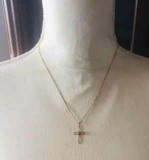 Vintage genuine goldstone cross pendant on chain necklace thumbnail 6