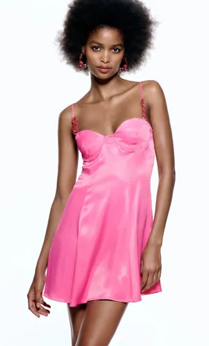 ZARA Satin Effect Summer Cocktail Party Summer Dress thumbnail 1
