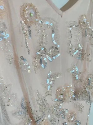 Altar'd State Pink Sequin Beaded Long Cocktail Dress Size Small thumbnail 6