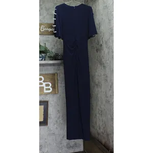 NWT MSK V-Neck Rhinestone Ladder Trim Side Slit Evening Gown Dress Navy Blue S thumbnail 5