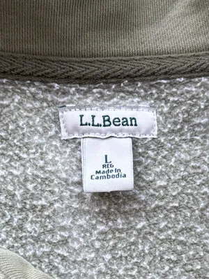 L.L. Bean Sunwashed Sweats Splitneck Polo Olive Gray Large Green thumbnail 2