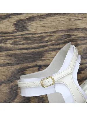 NWT Anne Klein Square Toe Dress Sandals Block Heel Bone Crinkle Off White 9M thumbnail 16