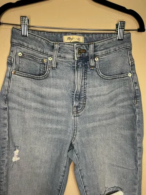 Madewell The Curvy Vintage Crop‎ Jean Distressed Raw Hem High Rise Denim Jeans thumbnail 3