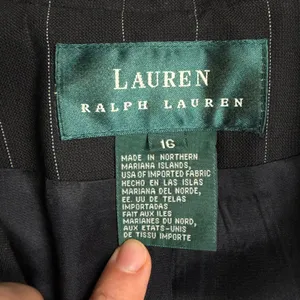 Lauren Ralph Lauren Womens 16 Wool Pinstripe Pant Suit Charcoal Grey 2 Piece Set thumbnail 3