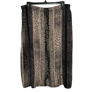 Handmade Abstract Print Skirt Medium Neutral Black Beige Midi Skirt‎ thumbnail 2
