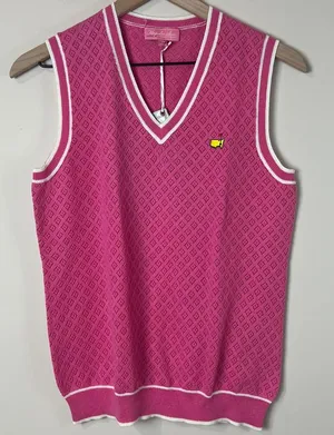 NWT Magnolia Lane Masters Women's‎ Golf Vest Knit Preppy Pink Size Medium thumbnail 1