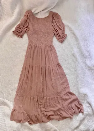 pink tiered smocked maxi dress Size M thumbnail 1