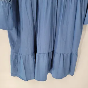 Boho Dress XL Blue Lace Crochet Trim Flowy Midi Casual Party Tiered Ruffle Rodeo thumbnail 10
