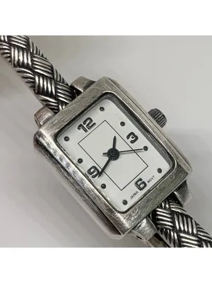 Vintage silver tone women’s watch 18mm quartz white dial 6.5”-7” running thumbnail 2