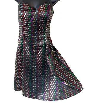 Vintage 80s Nadine Rainbow Swiftie Disco Ball Sequin Strapless Mini Dress thumbnail 4