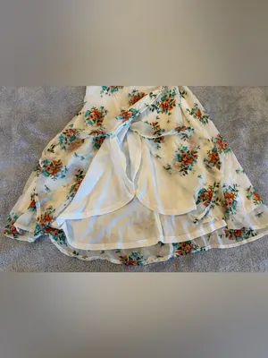 Women’s Altar’d State Floral Wrap Midi Dress in Ivory with Orange Blooms Size XS thumbnail 3