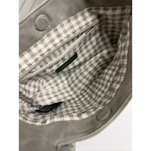 Anthropologie Crossbody Tote Bag Grey Gingham Lining Adjustable Strap Handbag thumbnail 3