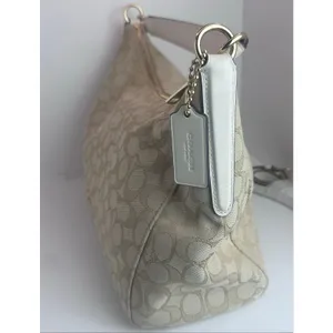 Coach Celeste Signature Jacquard Hobo Bag Light Khaki White Like New thumbnail 2