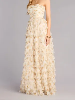 Windsor Milena Floral Mesh Ruffle A-Line Gown Dress thumbnail 2