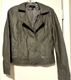 Forever 21 faux leather moto jacket gray size L thumbnail 1