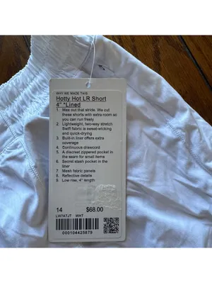 Lululemon Hotty Hot Short Low Rise 4” White Size 14 NWT thumbnail 3