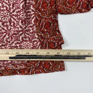 Akemi + Kin Dress Womens Small Red Boho Long Sleeve‎ Tassel Print Peasant Tie thumbnail 7