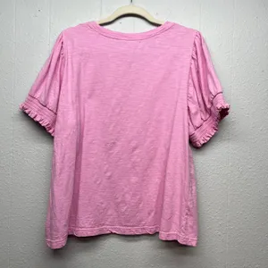 Jane & Delancey Womens Pink Top 2X 100% Cotton Stretch Smocked Minimalist Casual thumbnail 6